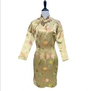 Vintage Peony Brand Geisha Shanghai Asian Chinese Traditional Style Floral Dress